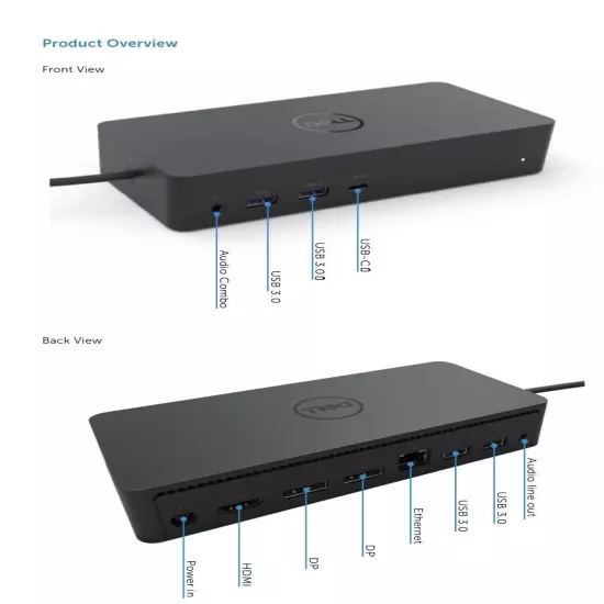 Dell D6000 M4TJG Universal Dock With Original 130W AC Adapter!