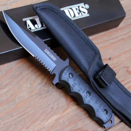 9" Black Tactical Fixed Blade Survival Hunting Knife - AJ326 BUY MORE SAVE MORE