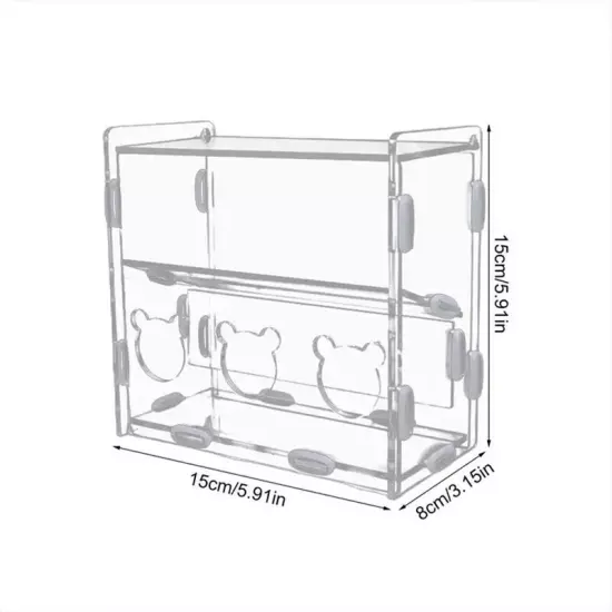 Parrot Feeder Box Acrylic Feeding Container No-Mess Multihole Food Box2602