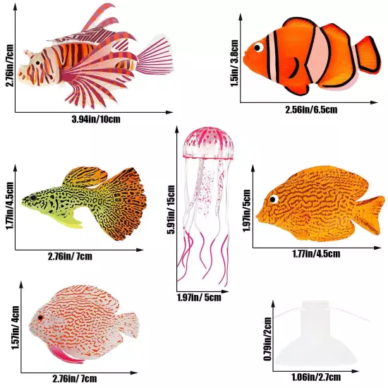 7 Pieces Artificial Glowing Fish 5 Styles Colorful Fake Fish Glowing Effect A...