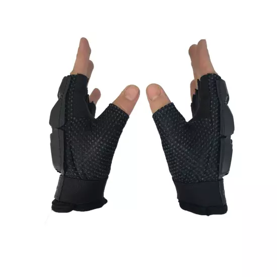 Tactical Half-Finger Paintball Airsoft Gloves - Stealth Black - Small/Medium