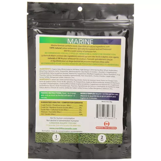 NorthFin Marine Formula 2mm Slow Sinking Pellets 250g Premium Fish Food Diet