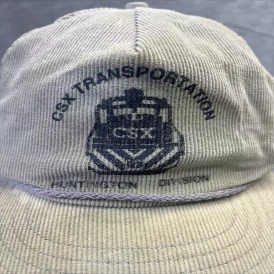 CSX Transportation Cap Hat Huntington Corduroy USA StrapBack Vintage Faded Retro