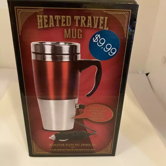 CVS Heated 15 Oz. Stainless Travel Mug With 12V Plug In Car Adapter.