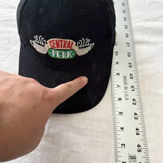 Central Perk Slideback Hat Black Stained Adjustable Embroidered 6 Panel FRIENDS