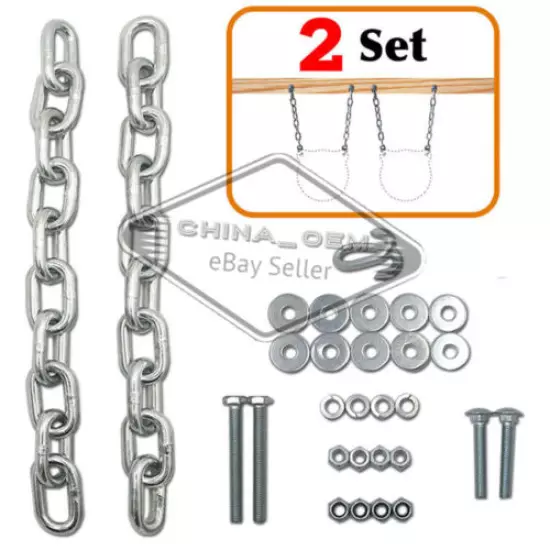 2 Sets AR500 Steel Gong Hanging 30 Proof Chains Shooting Target Mounting Kits