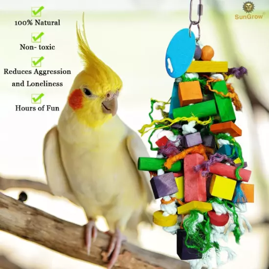 Bird Block Knots Tearing 16 inch Multicolored Natural Wooden Parrot Chewing Toy