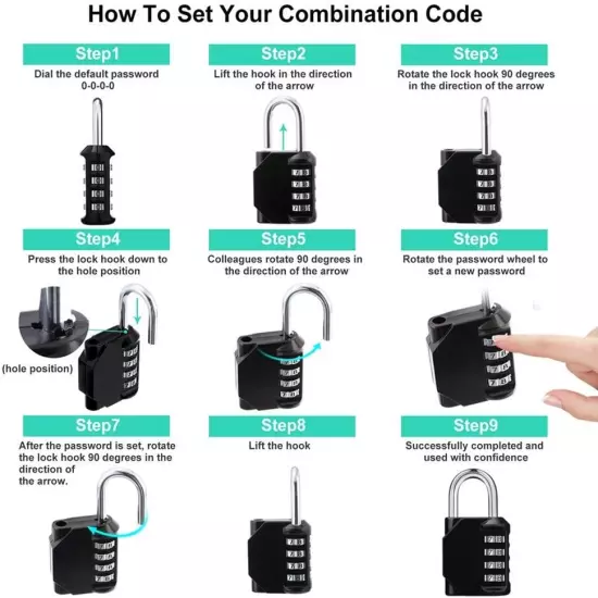 Combination Locker Lock, 4 Digit Outdoor Padlock for Gym, School, Gates, Doors, 