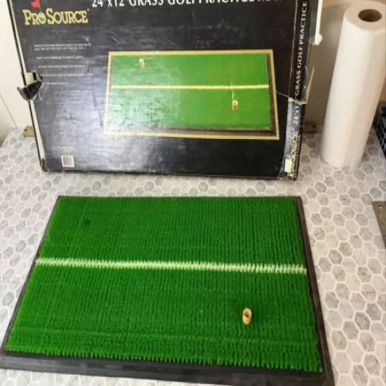 Golf Practice Mat 24”x12” Pro Source Simulated Grass Tee Heavy Rubber Base