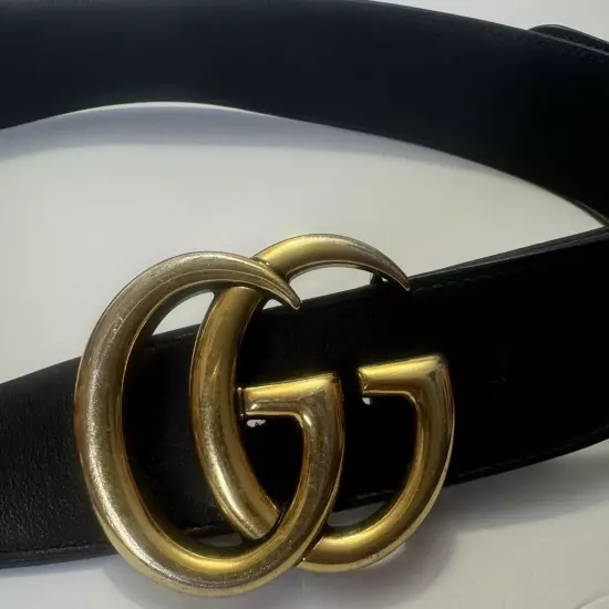 GUCCI Authentic Women’s Leather Belt Interlocking GG Black 38” Preowned 80.32