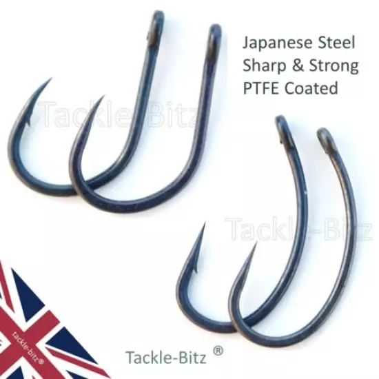 Carp Fishing Tackle Hooks Barbless Or Micro Barbed PTFE Coated made in Japan