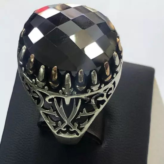 Men Silver 925 Natural Onyx Gemstone Ring,Royal,Luxury خاتم فضة اونكس طبيعي فحل