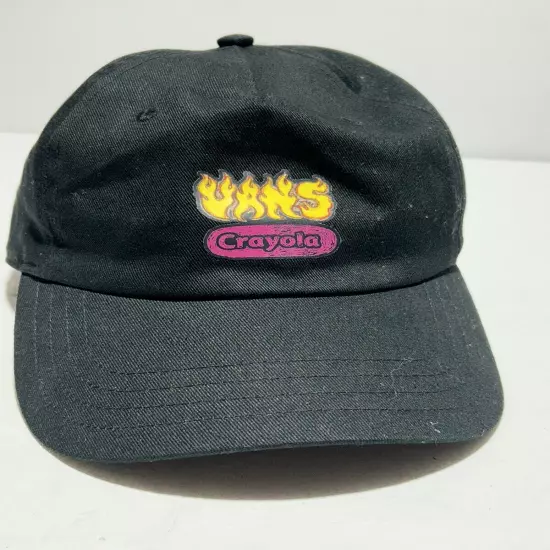 Vans x Crayola Collab Black Strapback Dad Cap Hat Eyeball Flower Crayon Art