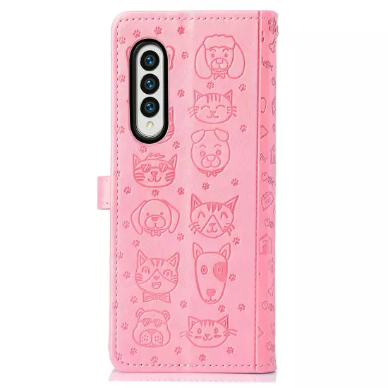 For samsung galaxy z fold 3/4/5/6 Cute PU Leather Flip Phone Case Kickstand NEW