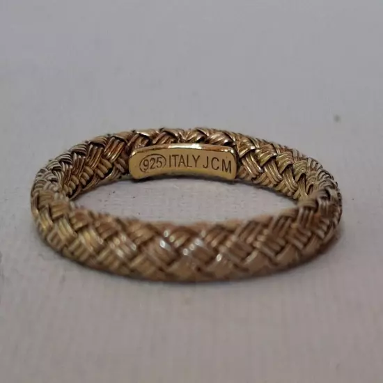 JCM ITALY MEN'S 925 STERLING SILVER VERMEIL WOVEN BAND RING SIZE 10.75