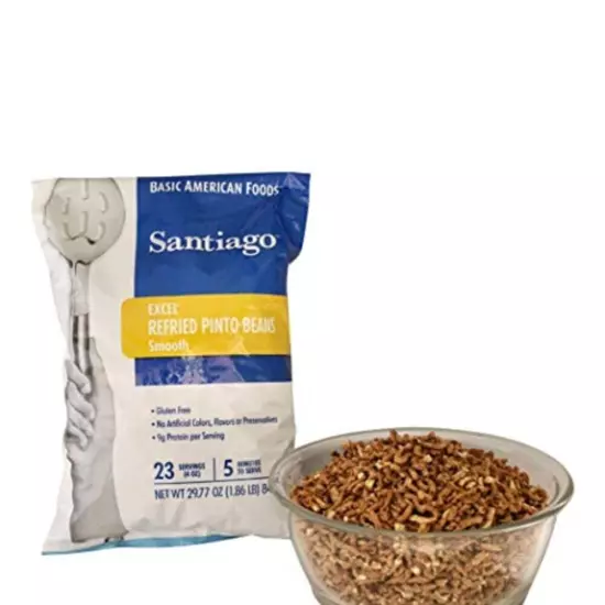 Santiago Traditional Refried Beans Smooth Beans Mix, Dehydrated 1.86 Pound Pouch