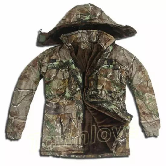 Mens Winter Bionic Camouflage Thicken Hunting Clothes Tactical Waterproof Suits