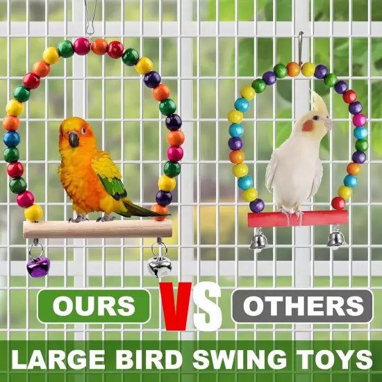 Bird Toys for Parakeets 7Pcs, Wood Parrots Toys Budgie Toys for Bird Cage Access