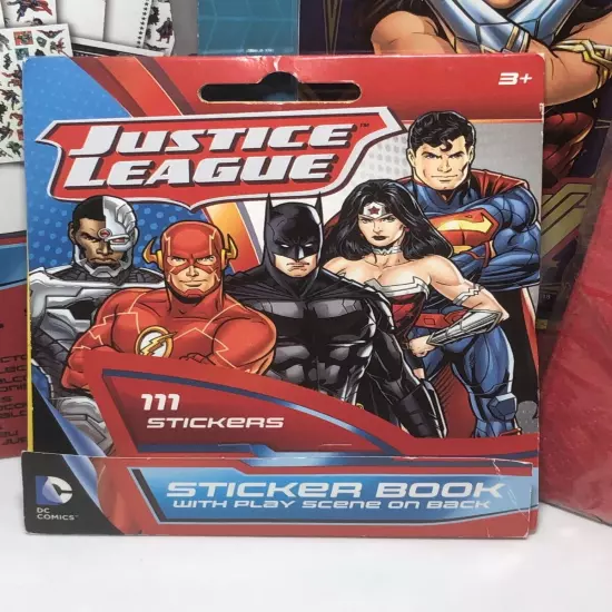 "Justice League" Birthday Party Supplies, Napkins, Sticker Books Cake Toppers 