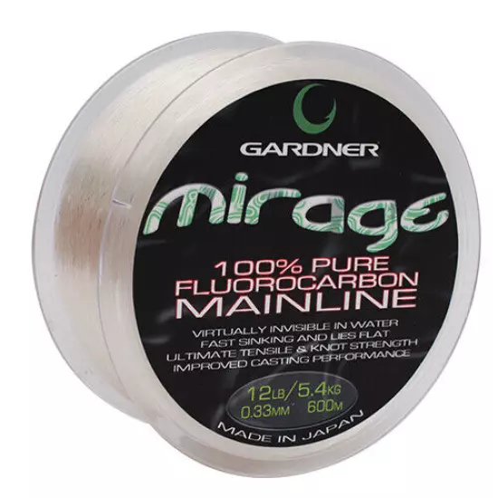 Gardner Tackle Mirage Fluorocarbon Mainline 200/600m 12/14 or 16lb *New*Fishing