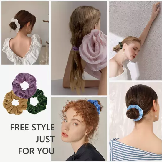 75 Hair Scrunchies Velvet Ponytail Holder Elastic Ties Rope Band for Women Girls