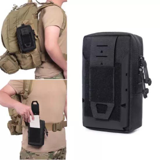 Black Molle Tactical Pouch Bag 1000D Nylon Outdoor Hiking Camping Phone Bag Case