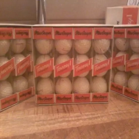 vintage mac gregor golf balls, 3 boxes, tourney 1, all numbered 1-4