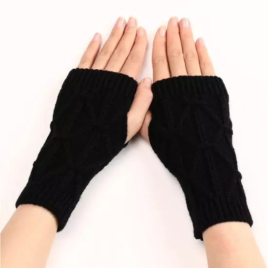 1Pair Fingerless Arm Warm Winter Knitted Gloves Hand Long Warmer Mittens Unisex