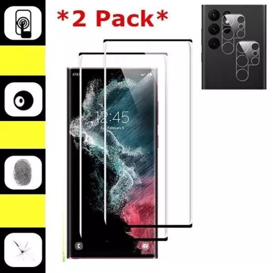 2P Samsung Galaxy S22/22+ Ultra Fullcover Tempered Glass Screen/Camera Protector