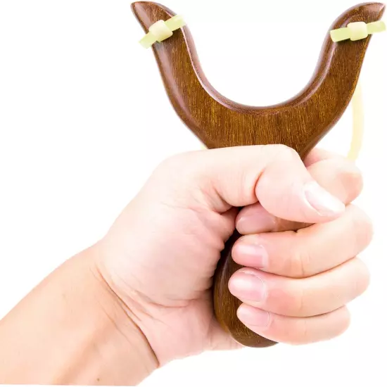 Solid Wooden Slingshot Toys with Classic Construction Hunting Slingshot for Cata