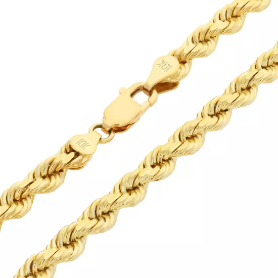 10K Yellow Gold 2mm-10mm Diamond Cut Rope Chain Bracelet Men Women 7" 7.5" 8" 9"