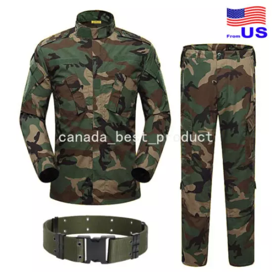 Men Tactical Military BDU Combat Uniform Jacket Shirt & Pants Suit WL USA