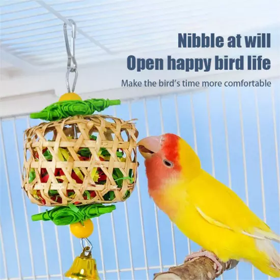 Natural Bamboo Rattan Toy Parrots Cage Rattan Shredded Paper Toy Pet Bird Toys