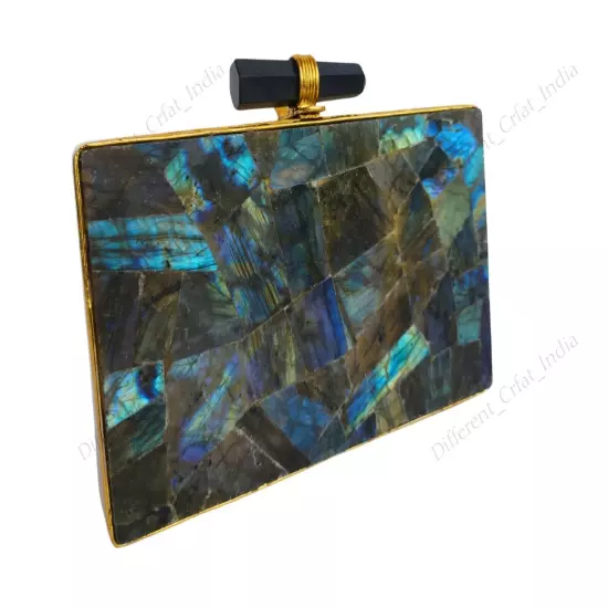 Natural Gemstone Clutch Purse, Rectangle Shape Bag, Avaliable in Multiple Stones