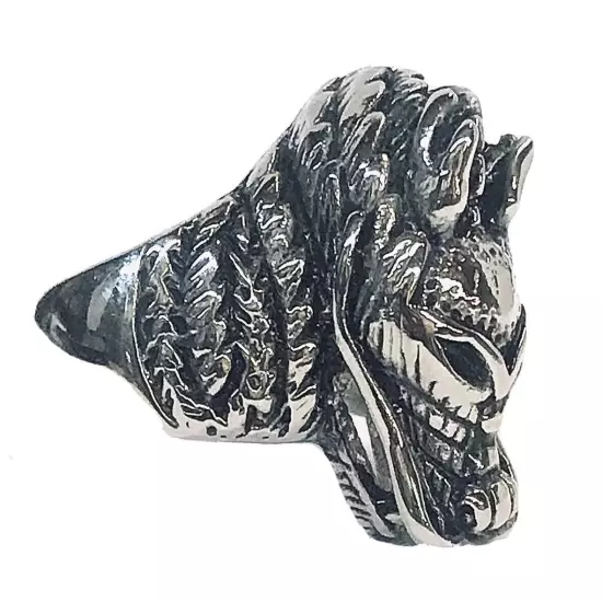 Stainless Steel Men’s Biker Style Ring Dragon Skull Size 8 - 15+ Grams