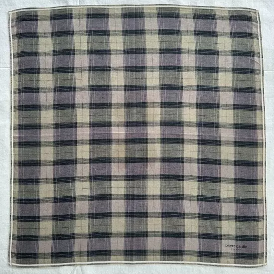 Set of 4 Handkerchief Vintage Cotton Striped & Ckeck Plaid Art Pocket Square 18"