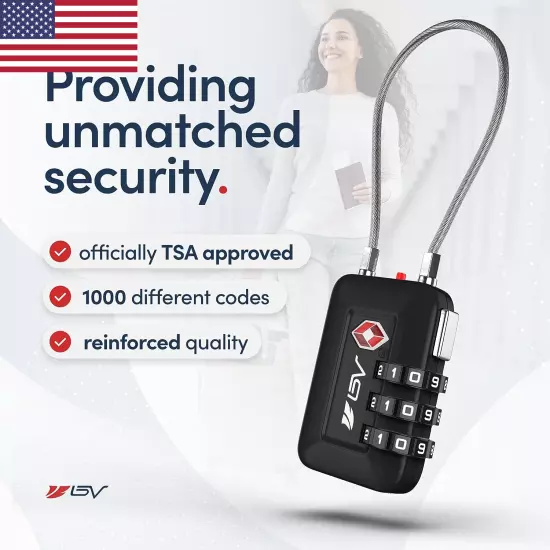 TSA Approved Luggage Travel Lock, Set-Your-Own Combination Lock for School Gym