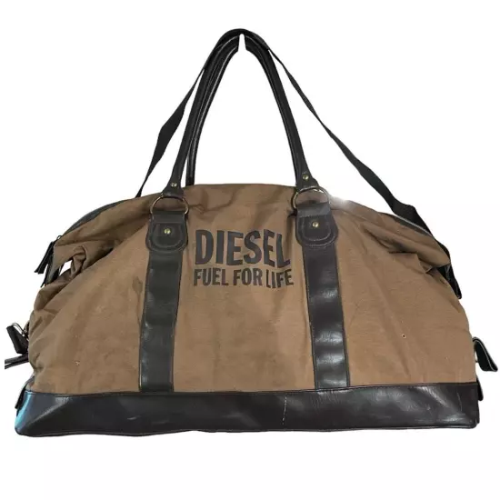 Diesel Duffel Bag Canvas Brown Fuel For Life Holdall Travel Gym