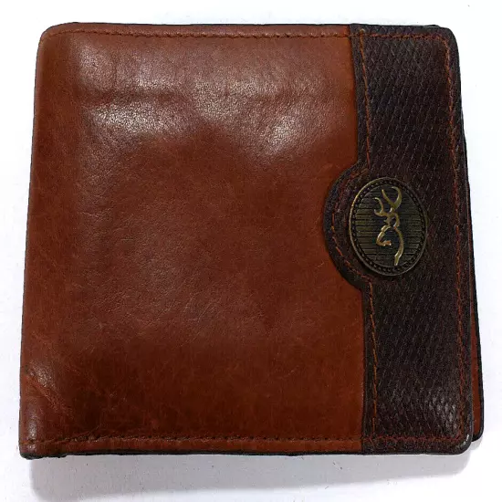 Mens Browning Leather Wallet Bi-Fold Made in India 100% Genuine Leather Exterior