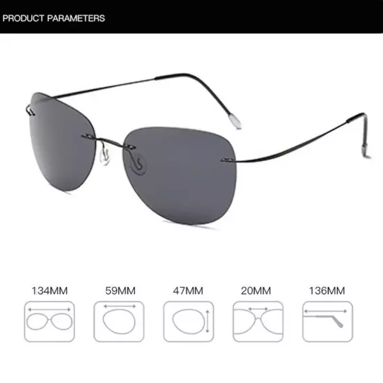 Polarize Sunglasses Titanium Silhouette Light Brand Designer Rimless Men Eyewear