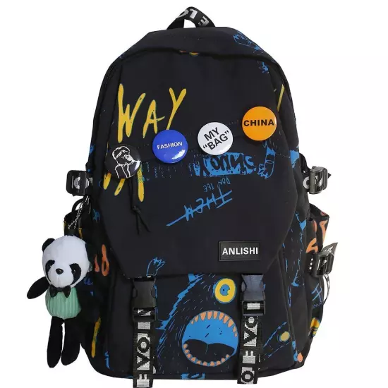 Women Men Backpack Lady Travel Badge Backpack Bag Female Student Bag