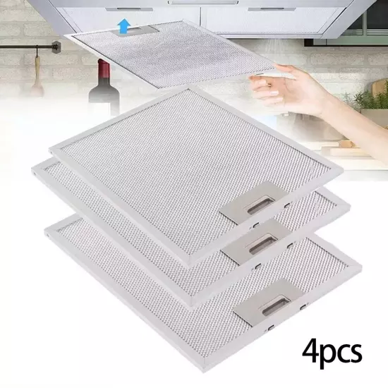 4 PCS Silver Aluminum Range Hood Grease Filter 320x260x9 Mm Exhaust Fan Filter