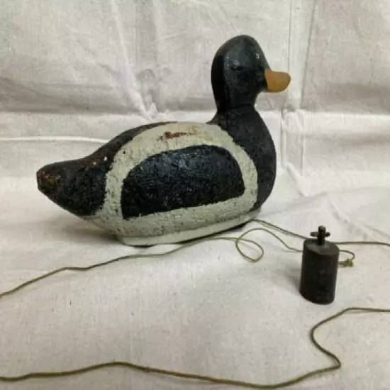 Vintage 14" Cork Duck Decoy with cord and weight