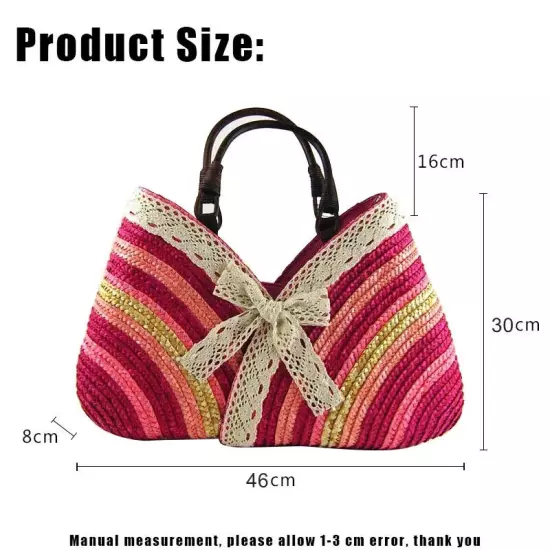 Bags Women Straw Bag Handmade Woven Basket Lace Tote Handle Lady Handbags