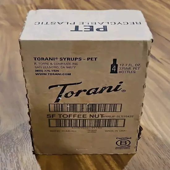 4 Torani Syrup Toffe Nut 375ml Bottles BB 6/3/2024