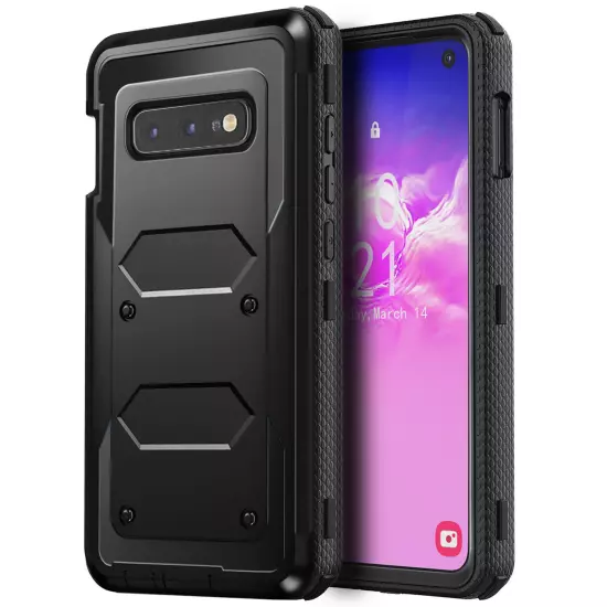 Black For Samsung Galaxy S10 5G/S10 Plus/S10e Dual Layer Case Heavy Duty Cover