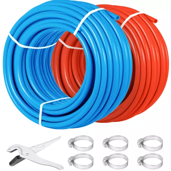 VEVOR 1/2" 600' 2 Coils 300 Red & 300 Blue PEX Tubing Certified Oxygen Barrier