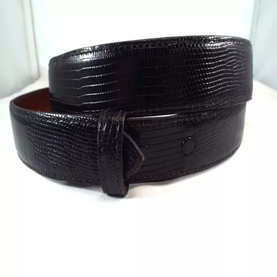 NWOT Pinto Ranch Handmade Glazed Black Genuine Lizard 1.25" Belt Strap Sz 38 USA