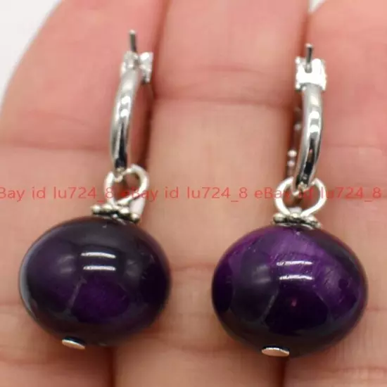 8/10/12mm Natural Multicolor Gemstone Round Beads Silver Leverback Earrings