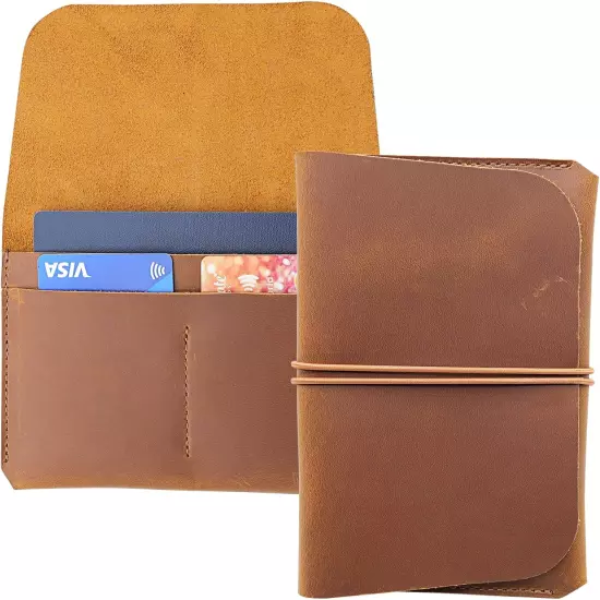 Leather Passport Holder with Travel Wallet, Genuine Leather Passport Cover